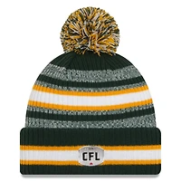 Men's New Era  Green Edmonton Elks Sideline 6 Dart Cuffed Knit Hat with Pom