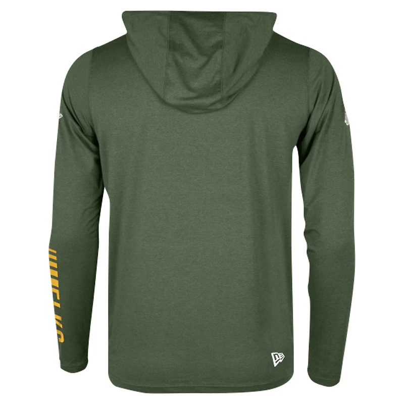 Men's New Era Green Edmonton Elks Sideline Corral Long Sleeve Hoodie T-Shirt