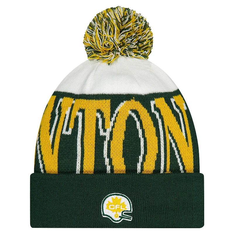 Men's New Era  Green Edmonton Elks Turf Traditions Cuffed Knit Hat with Pom