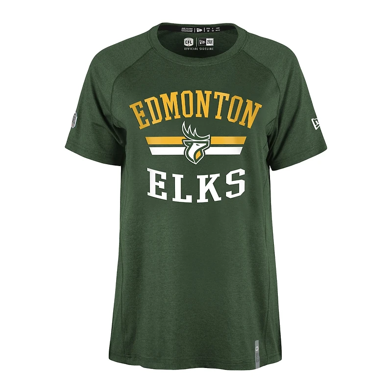 Women's New Era Green Edmonton Elks Sideline Circuit Raglan Performance T-Shirt