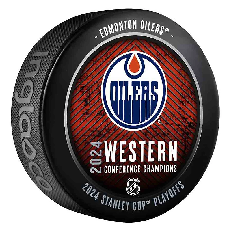 Rondelle de hockey des Oilers d'Edmonton, champions de la Conférence Ouest 2024