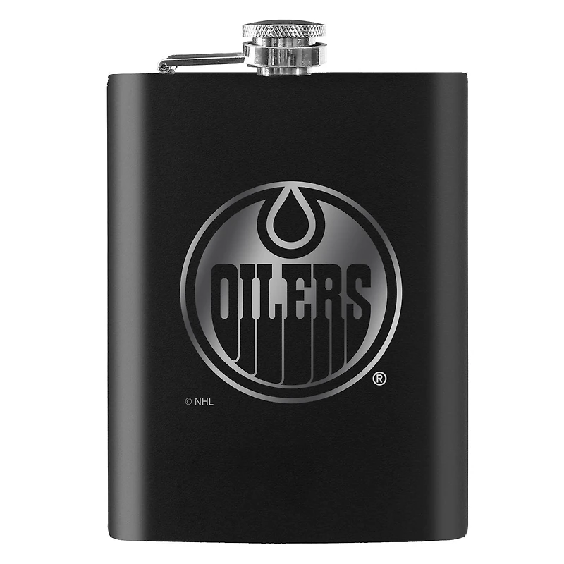 Black Edmonton Oilers 8oz. Flacon gravé au laser