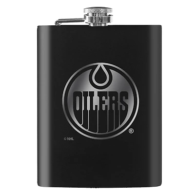 Black Edmonton Oilers 8oz. Flacon gravé au laser