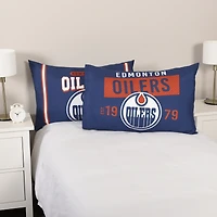 Ensemble de deux taies d'oreiller bleues des Oilers d'Edmonton (20 po x 30 po)