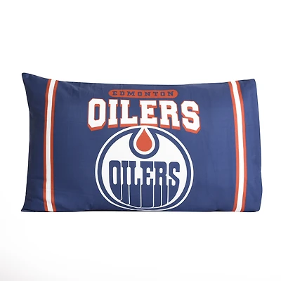Ensemble de deux taies d'oreiller bleues des Oilers d'Edmonton (20 po x 30 po)