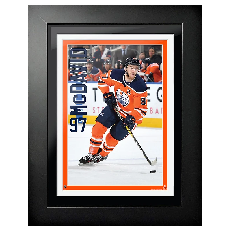 Connor McDavid Edmonton Oilers - Maillot de joueur 12'' x 16'' Photo encadrée