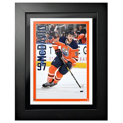 Connor McDavid Edmonton Oilers - Maillot de joueur 12'' x 16'' Photo encadrée