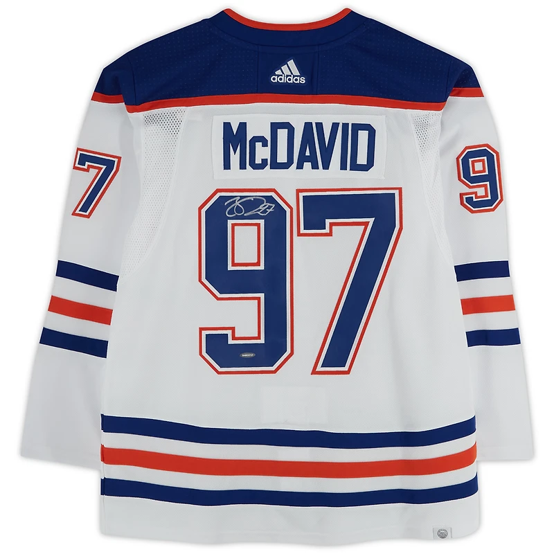 Connor McDavid Edmonton Oilers Autographed White adidas Authentic Jersey - Upper Deck