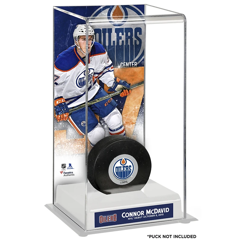 Connor McDavid Edmonton Oilers NHL Debut Deluxe Grand étui pour rondelle de hockey