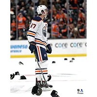 Connor McDavid Edmonton Oilers Unsigned Hat Trick Celebration Photograph