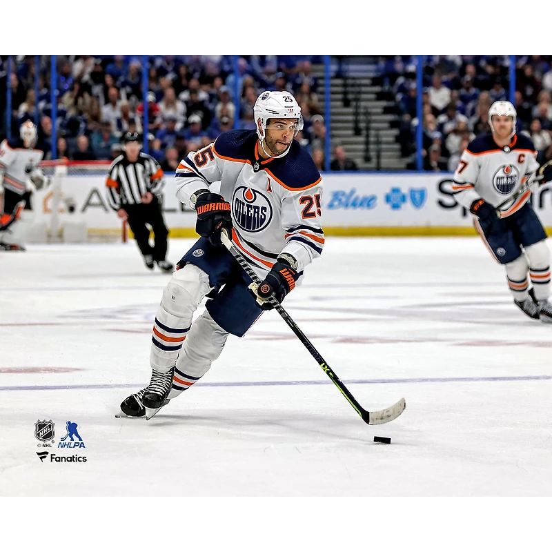 Darnell Nurse Edmonton Oilers Unsigned Skates Up Ice with Puck Photograph
