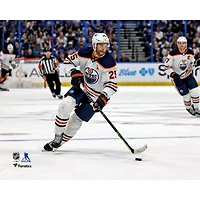 Darnell Nurse Edmonton Oilers Unsigned Skates Up Ice with Puck Photograph