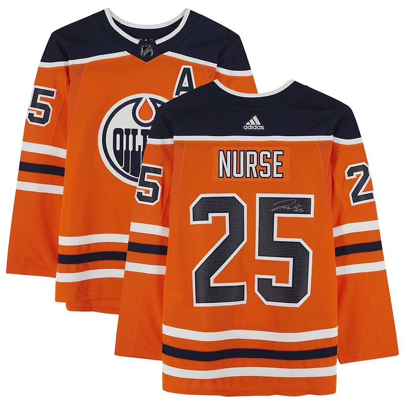 Darnell Nurse Orange Edmonton Oilers Autographed adidas Authentic Jersey