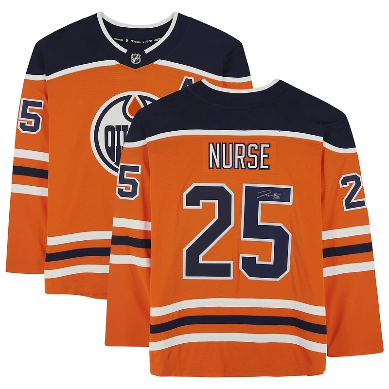 Maillot Breakaway autographié par Darnell Nurse des Oilers d'Edmonton Orange Fanatics