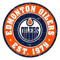 Edmonton Oilers - 12'' Round Distressed Wall Sign