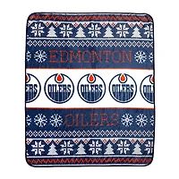 Ensemble de 2 couvertures et coussins des Fêtes 50" x 60" des Oilers d'Edmonton