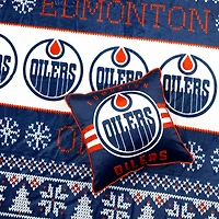 Ensemble de 2 couvertures et coussins des Fêtes 50" x 60" des Oilers d'Edmonton