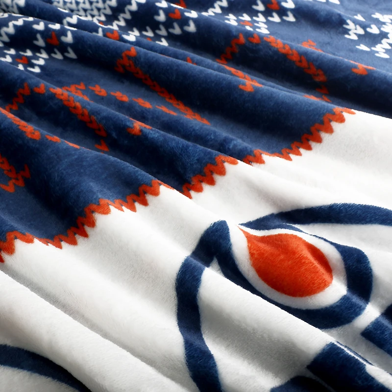 Ensemble de 2 couvertures et coussins des Fêtes 50" x 60" des Oilers d'Edmonton