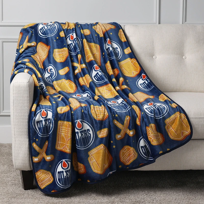 Couverture jetée en pain d'épice des Oilers d'Edmonton, 50 po x 60 po