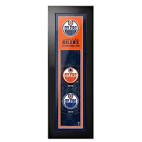 Oilers d'Edmonton - 6'' x 22'' Logos à l'art encadré d'histoire