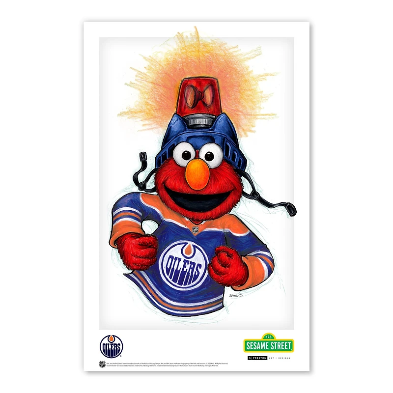 Affiche Elmo des Oilers d'Edmonton, 11 po x 17 po, Rue Sésame