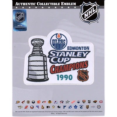Écusson de maillot non signé de l'emblème national des champions de la Coupe Stanley 1990 des Oilers d'Edmonton