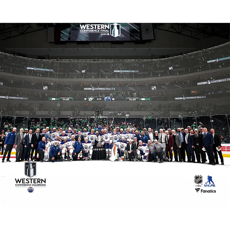 Photographie non signée des Oilers d'Edmonton, champions de la Conférence Ouest 2025
