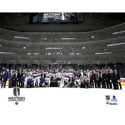 Photographie non signée des Oilers d'Edmonton, champions de la Conférence Ouest 2025