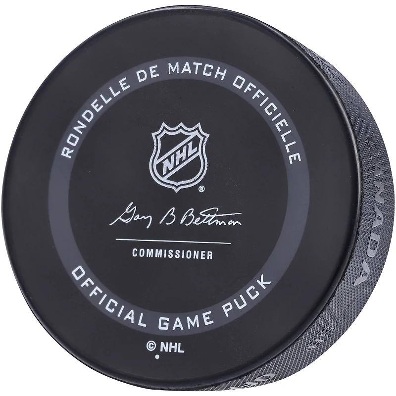 Rondelle de jeu officielle autographiée par Evan Bouchard des Oilers d'Edmonton, modèle 2021