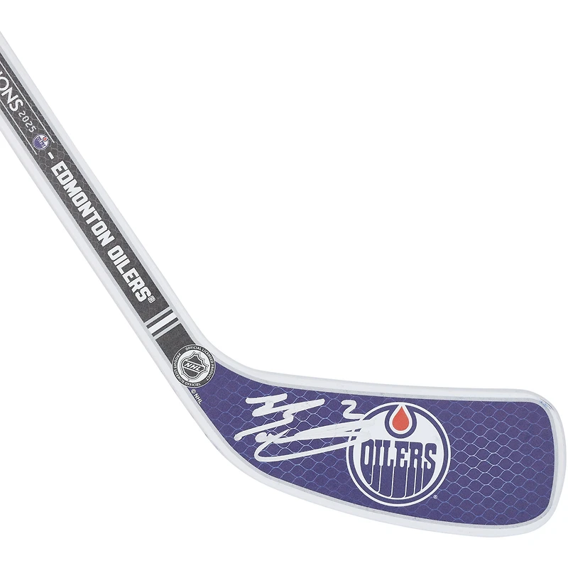 Evan Bouchard Edmonton Oilers Autographed 2025 Western Conference Champions Mini Wood Stick  