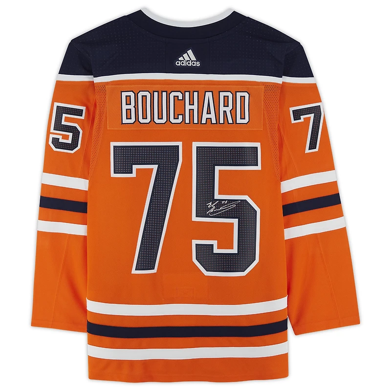 Evan Bouchard Edmonton Oilers Autographié Orange Adidas Authentique Maillot