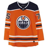 Evan Bouchard Edmonton Oilers Autographié Orange Adidas Authentique Maillot