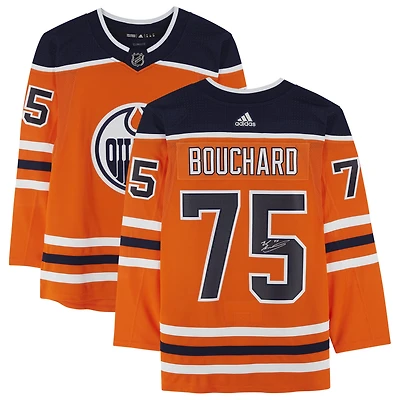 Evan Bouchard Edmonton Oilers Autographié Orange Adidas Authentique Maillot