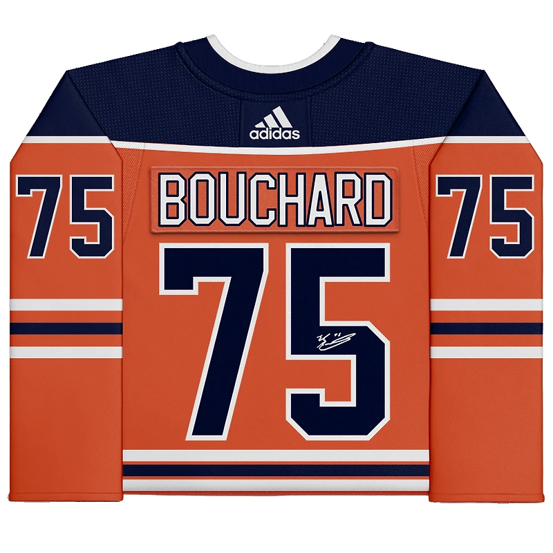 Evan Bouchard Edmonton Oilers Autographié Orange Adidas Authentique Maillot