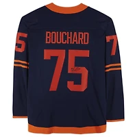 Maillot Breakaway autographié par Evan Bouchard, bleu marine, des Oilers d'Edmonton