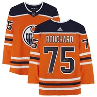 Maillot adidas authentique autographié par Evan Bouchard des Oilers d'Edmonton avec l'inscription « NHL Debut 10/6/18 »