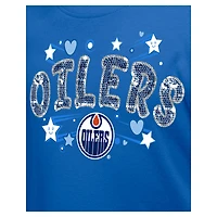 T-shirt à paillettes rabat Royal Edmonton Oilers de New Era pour fille