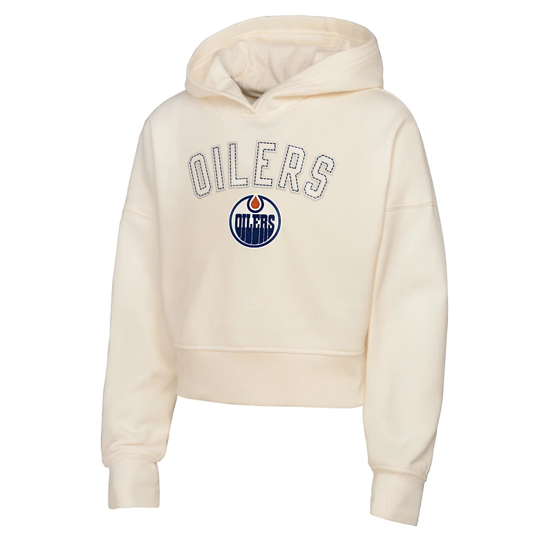 Sweat à capuche court et surdimensionné Blitz pour filles Outerstuff Natural des Oilers d'Edmonton