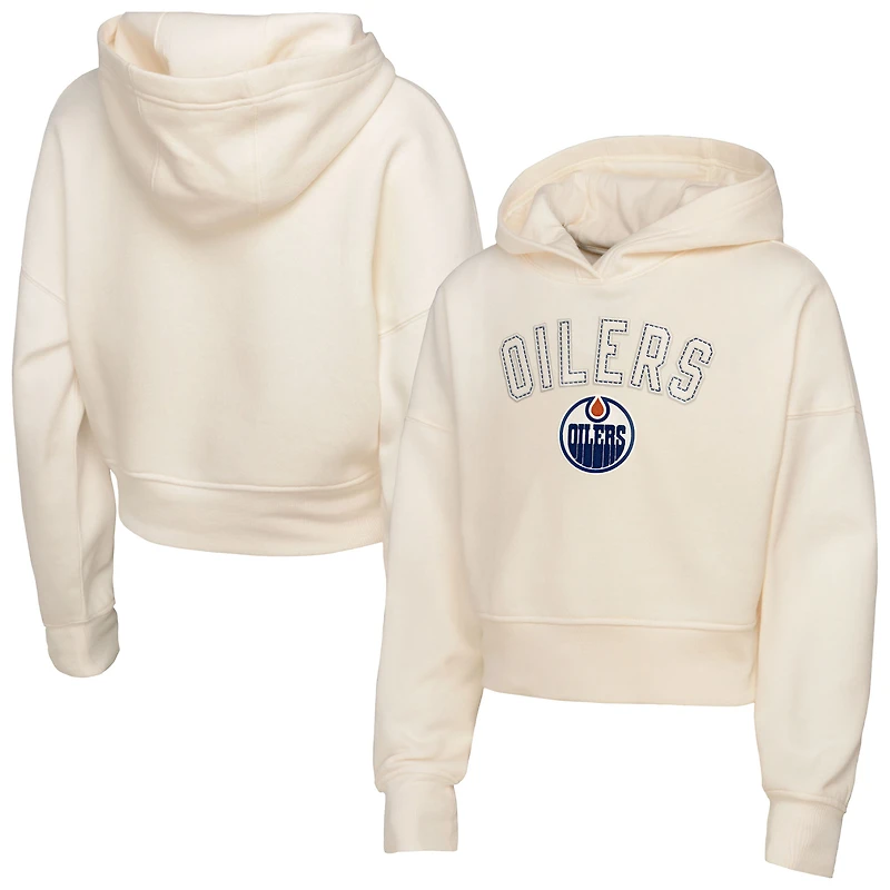 Sweat à capuche court et surdimensionné Blitz pour filles Outerstuff Natural des Oilers d'Edmonton