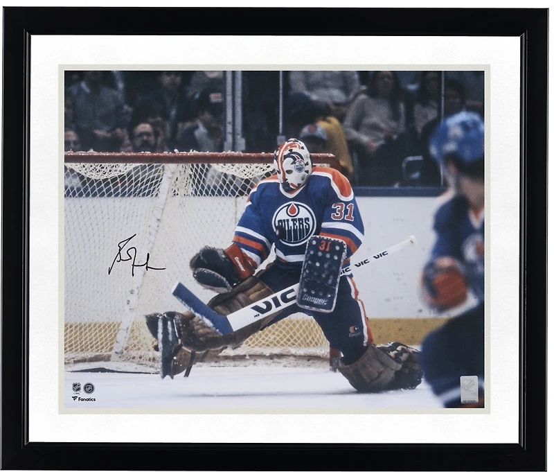 Grant Fuhr Edmonton Oilers Autographed 16" x 20" Royal Jersey Save Photograph