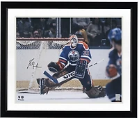 Grant Fuhr Edmonton Oilers Autographed 16" x 20" Royal Jersey Save Photograph