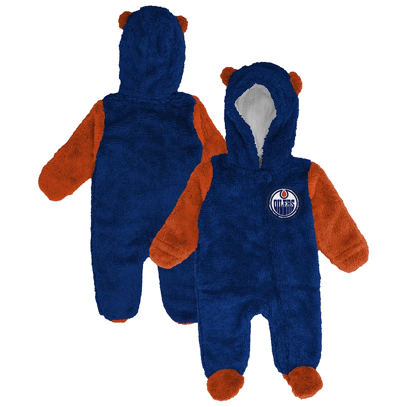 Infant & Newborn Outerstuff Royal Edmonton Oilers Stay Napping Fleece Bunting Full-Zip Sleeper