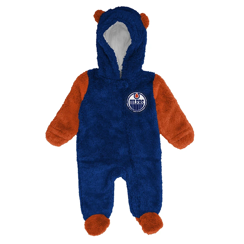 Infant & Newborn Outerstuff Royal Edmonton Oilers Stay Napping Fleece Bunting Full-Zip Sleeper