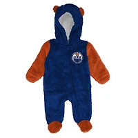 Infant & Newborn Outerstuff Royal Edmonton Oilers Stay Napping Fleece Bunting Full-Zip Sleeper