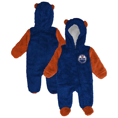 Infant & Newborn Outerstuff Royal Edmonton Oilers Stay Napping Fleece Bunting Full-Zip Sleeper