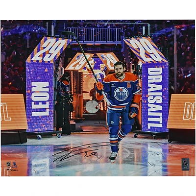 Photo autographiée de Leon Draisaitl (Oilers d'Edmonton) - Salut d'avant-match (40,6 x 50,8 cm)