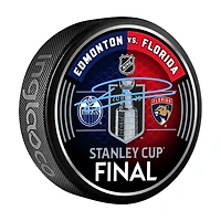 Rondelle de hockey autographiée par Leon Draisaitl des Oilers d'Edmonton lors du match de la finale de la Coupe Stanley 2025