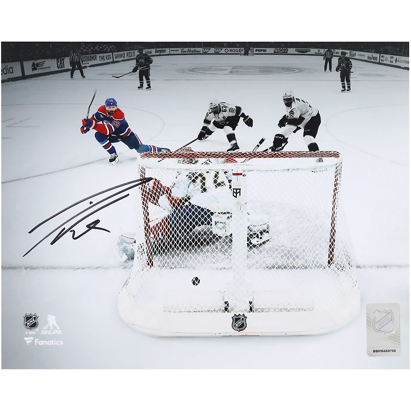 Leon Draisaitl Edmonton Oilers Autographed 8" x 10" 2025 Stanley Cup Final Game 1 Overtime Goal Spotlight Photograph