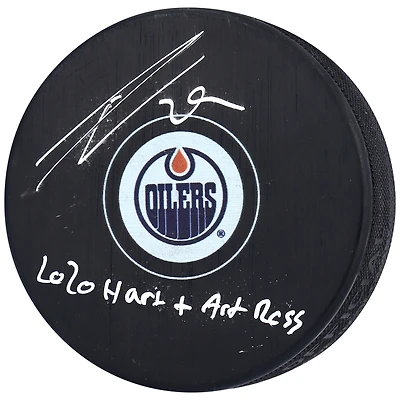 Leon Draisaitl Edmonton Oilers Autographed Hockey Puck with "2020 Hart + Art Ross" Inscription