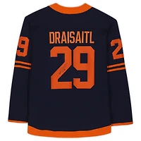 Maillot alternatif dédicacé par Leon Draisaitl des Oilers d'Edmonton, Navy Fanatics Breakaway